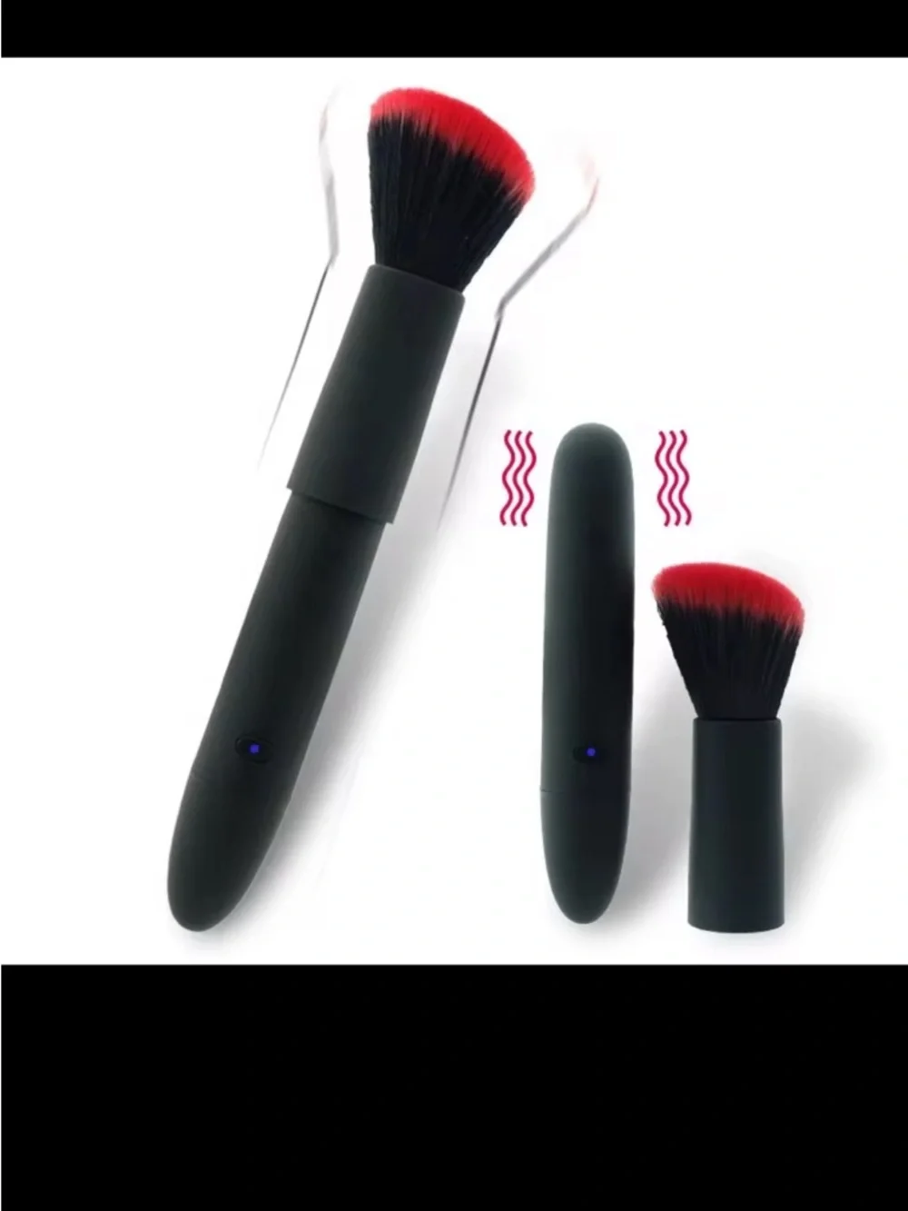Rechargeable Red-Tip Facial Makeup Brush - Black Handle BNIB